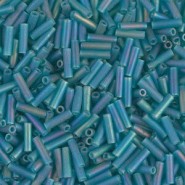 Miyuki Bugle 6mm Beads - Matted transparent teal ab BGL2-2405FR